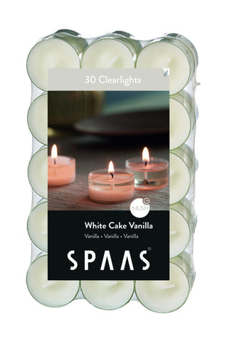 Scented Clear Cup Tealight Candle 30 Pack - White Cake Vanilla