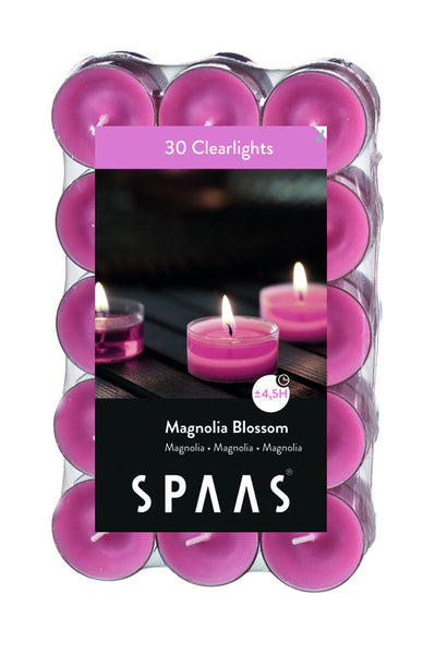Scented Clear Cup Tealight Candle 30 Pack - Magnolia Blossom