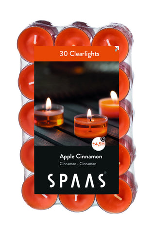 Scented Clear Cup Tealight Candle 30 Pack - Apple Cinnamon