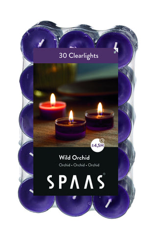 Scented Clear Cup Tealight Candle 30 Pack - Wild Orchid