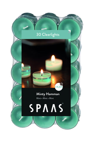 Scented Clear Cup Tealight Candle 30 Pack - Minty hamman