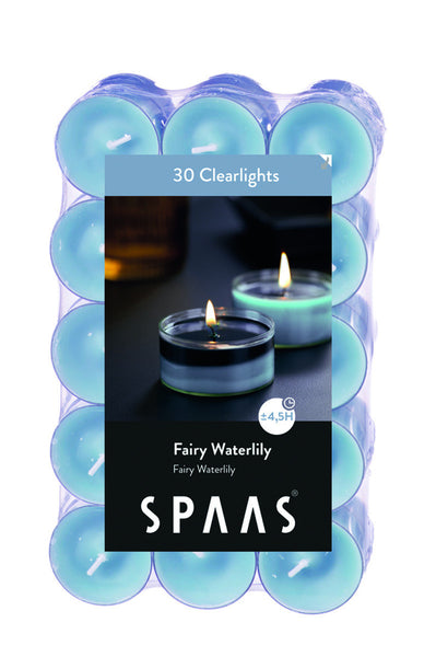 Scented Clear Cup Tealight Candle 30 Pack - Fairy Waterlily