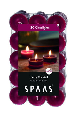 Scented Clear Cup Tealight Candle 30 Pack - Berry Cocktail