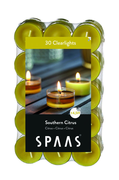 Scented Clear Cup Tealight Candle 30 Pack - Southern Citrus