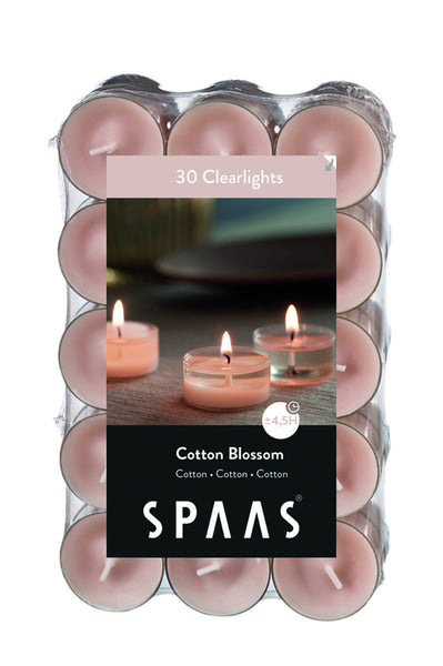 Scented Clear Cup Tealight Candle 30 Pack - Cotton Blossom