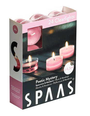 Scented Clear Cup Tealight Candle 24 Pack - Spearmunt & Mandarin