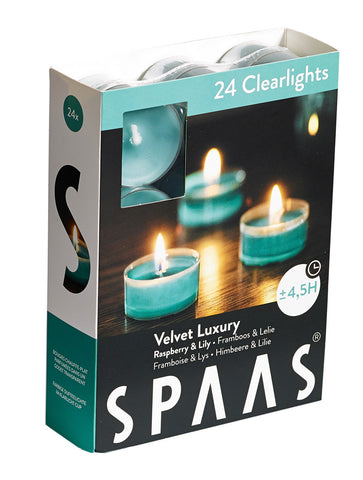 Scented Clear Cup Tealight Candle 24 Pack - Raspberry & Lily