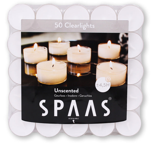 Clear Cup Tealight Candle 50 Pack Unscented 4.5 Hour