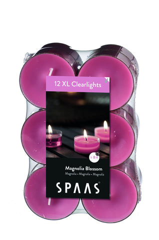 Scented Extra Large Clear Cup Tealight Candle 12 Pack Magnolia Blossom