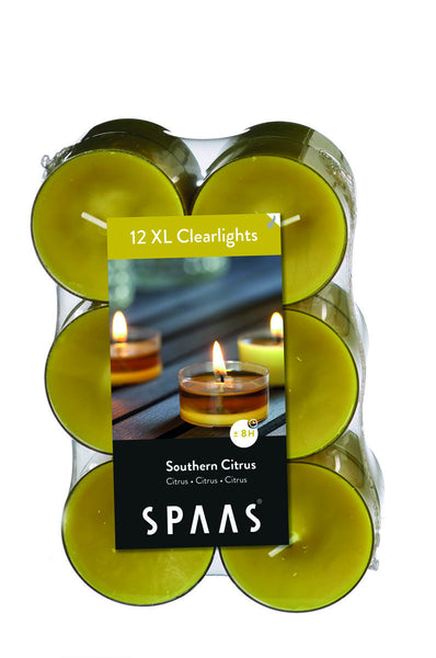 Scented Extra Large Clear Cup Tealight Candle 12 Pack Southern Citrus