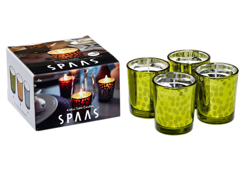 Gift Set of 4 Unscented Mini Glass Candles Green