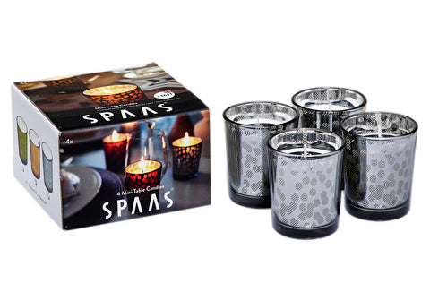 Gift Set of 4 Unscented Glass Candles Grey