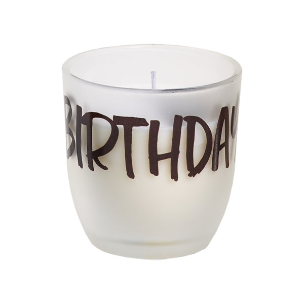 Frosted Glass Candle - Birthday