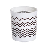 Matt White Glass Candle Black Zig Zag Design