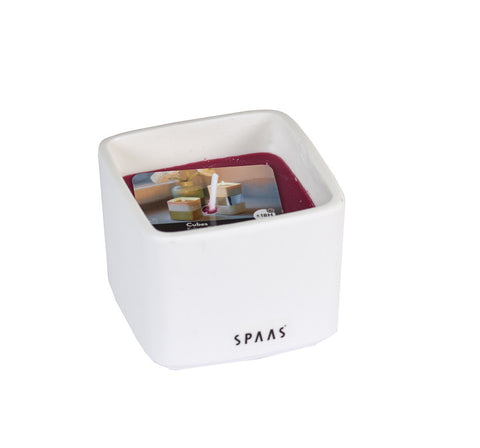 Unscented Candle Modular White Porcelain Cubes - Wine Red