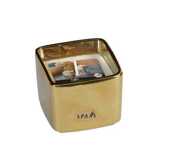 Modular Procelain Cube Candles Gold Unscented