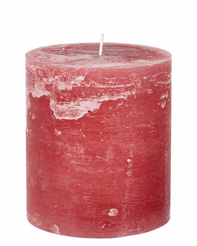 Large Outdoor Rustic Pillar Candle - Old Mauve