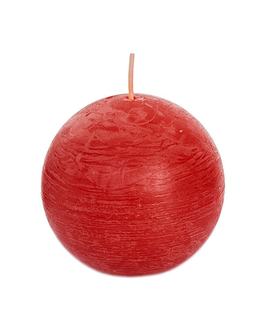 Rustic Ball Candle 80mm - Red