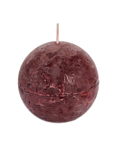 Rustic Ball Candle 80mm - Wine Red