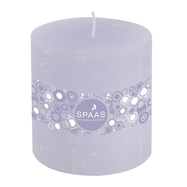 Pastel Coloured Rustic Pillar Candle Lavender - Unscented