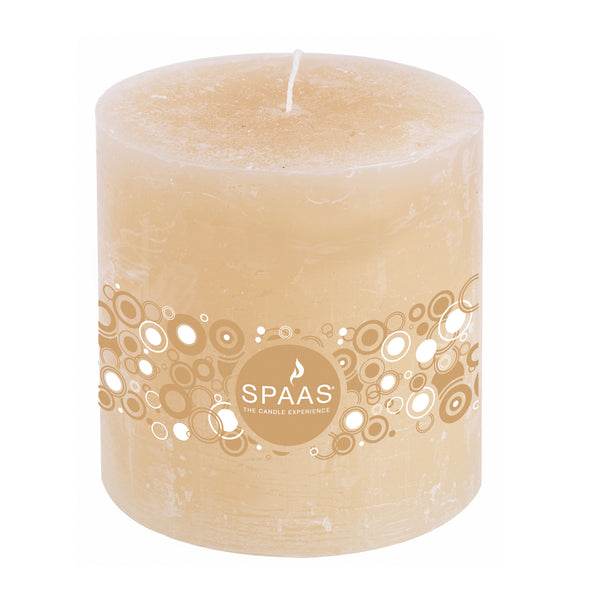 Pastel Coloured Rustic Pillar Candle Apricot - Unscented