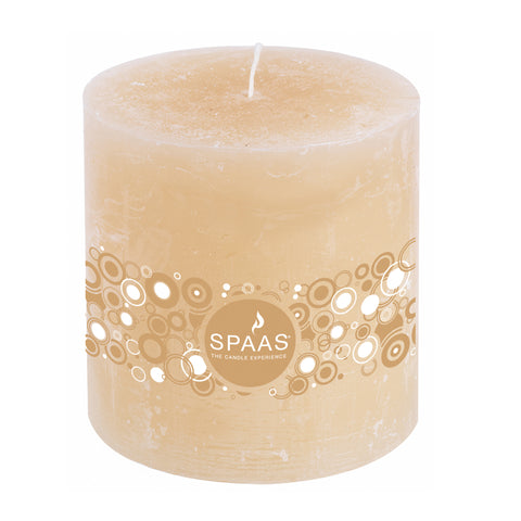 Pastel Coloured Rustic Pillar Candle Apricot - Unscented