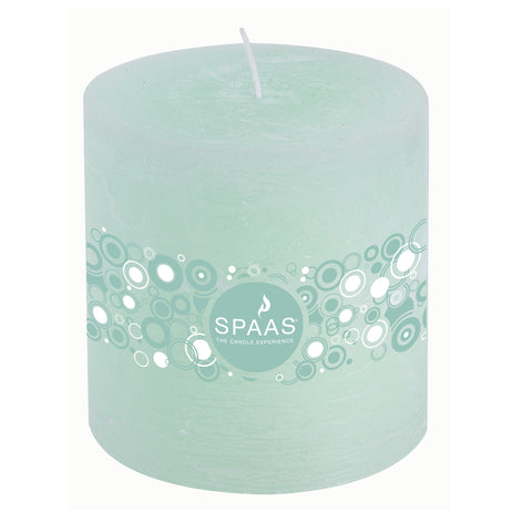 Pastel Coloured Rustic Pillar Candle Mint Green - Unscented