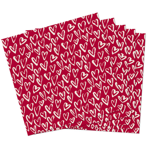 20 Pack Napkins/Serviette Red love Hearts Table Collection
